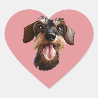 Adesivo Coração Wirehaired Dachshund