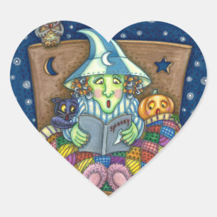ADESIVO CORAÇÃO WITCH CONTAR HISTÓRIAS DO BEDTIME, HALLOWEEN