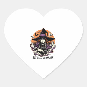 Adesivo Coração Witchy Black Cat Witchy Vintage Halloween Wom