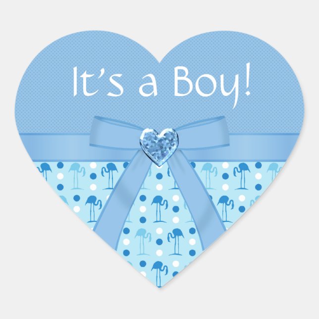 Adesivo Coração Wonderland Blue Flamingo New Baby Boy Stickers (Frente)