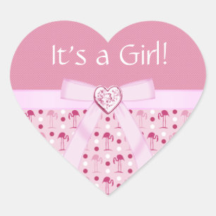 Adesivo Coração Wonderland Pink Flamingo New Baby Girl Stickers