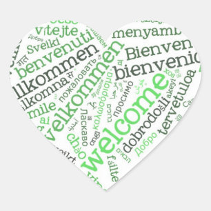 Adesivo Coração Wordcloud WELCOME Heart Sticker