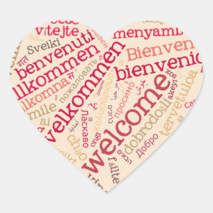 Adesivo Coração Wordcloud WELCOME Heart Sticker