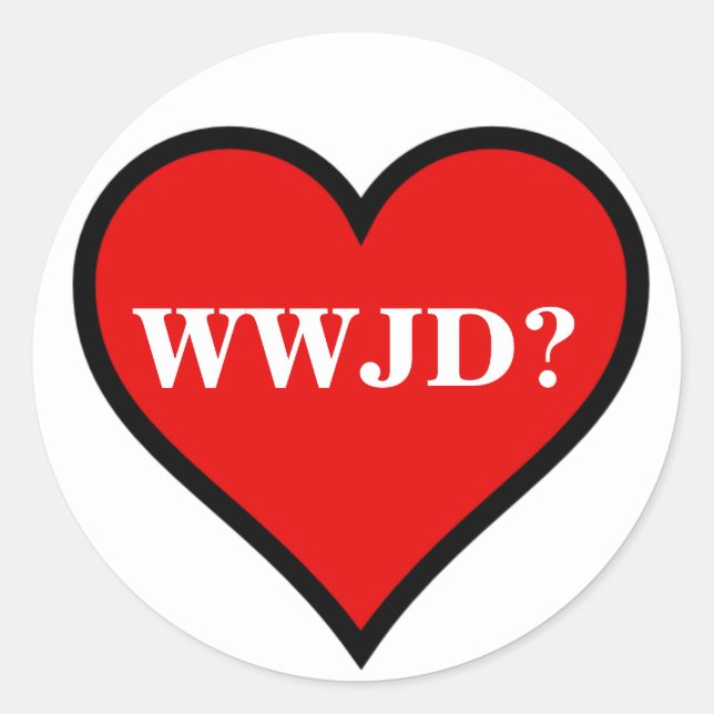 Adesivo Coração WWJD (Frente)