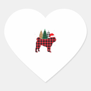 Adesivo Coração Xadrez de Buffalo Pug Dog Tree Leopardo Natal
