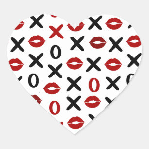 Adesivo Coração XO Divertido & Lábios Vermelhos – Padrão de Amor M
