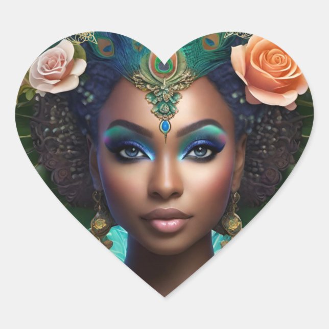 Adesivo Coração Yemaya Africano Deusa Mermaid Sticker (Frente)