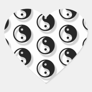 Adesivo Coração Yin E Yang Pattern