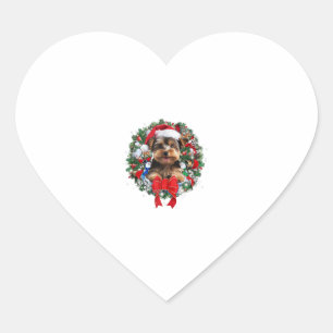 Adesivo Coração Yorkshire Terrier Christmas Wreath Decoration Xmas