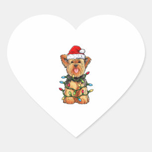 Adesivo Coração Yorkshire Terrier Papais noeis Árvore de Natal Lig