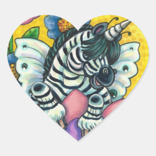 Adesivo Coração ZEBO WHIMSYNICKER, ZEBRA UNICORN Fantasy