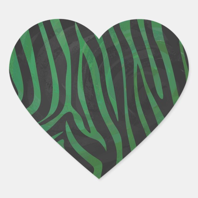 Adesivo Coração Zebra Black e Green Impressão (Frente)