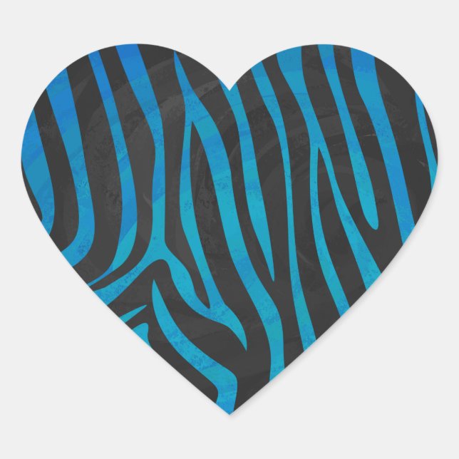 Adesivo Coração Zebra Blue e Black Impressão (Frente)
