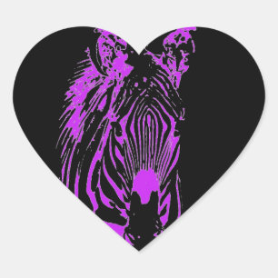 Adesivo Coração Zebra cor-de-rosa de néon