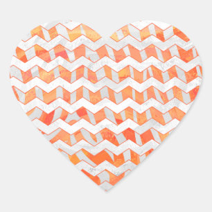 Adesivo Coração Zebra Orange e Impressão branco