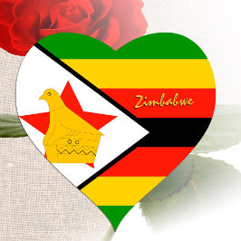 Adesivo Coração Zimbabwe Heart Sticker, Patriotic Zimbabwe Flag