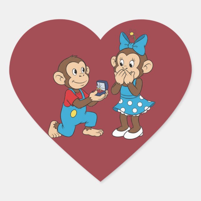 Adesivo Coração Zina e Mimo e a proposta de casamento (Frente)