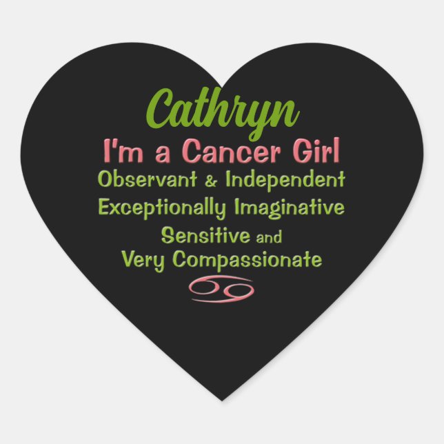 Adesivo Coração Zodiac Personalizado por cancer (Frente)