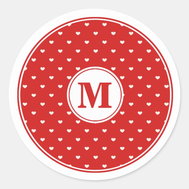 Adesivo Corações Brancos Pequenos em Monograma Vermelho (Frente)