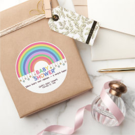 Adesivo Corações Coloridos Encontram Chá de fraldas Arco-Í