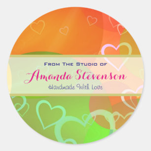 Adesivo Corações coloridos Handmade com amor