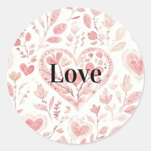 Adesivo Corações Cor-de-Rosa Amor Floral