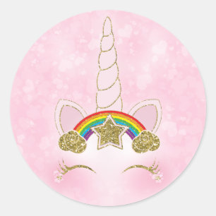 Adesivo Corações cor-de-rosa Dourado Rainbow Star Unicorn 