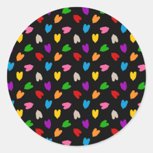 Adesivo Corações de Amor Colorido Design Preto