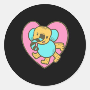 Adesivo Corações de Amor de Elefante de Desenho Animado Re