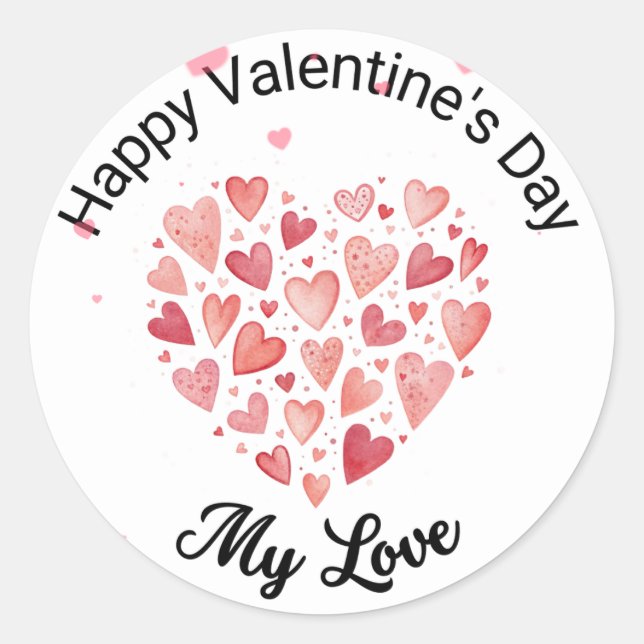 Adesivo Corações de Aquarela "Feliz Dia dos Namorados, Meu (Frente)