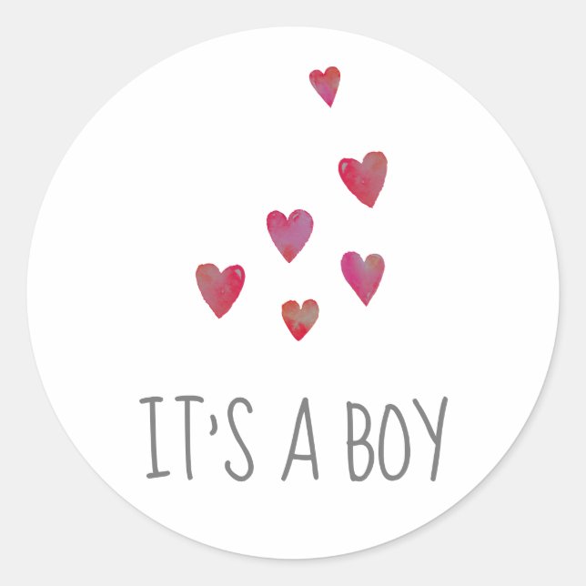 Adesivo Corações de Aquarela | Vermelho É Menino Chás de B (Frente)