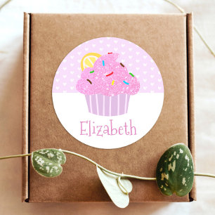 Adesivo Corações de cupcake rosa-claro doce escola moderna