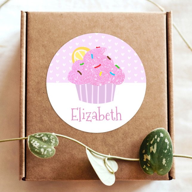 Adesivo Corações de cupcake rosa-claro doce escola moderna (Criador carregado)