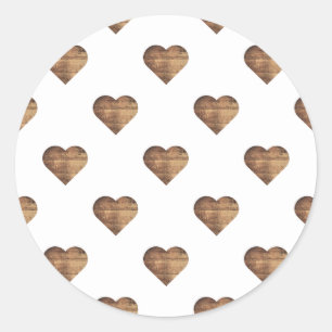 Adesivo Corações de Madeira Simétricos Grandes Rústicos Ma