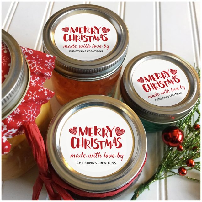 Adesivo Corações de Natal Feitos com Amor (Criador carregado)