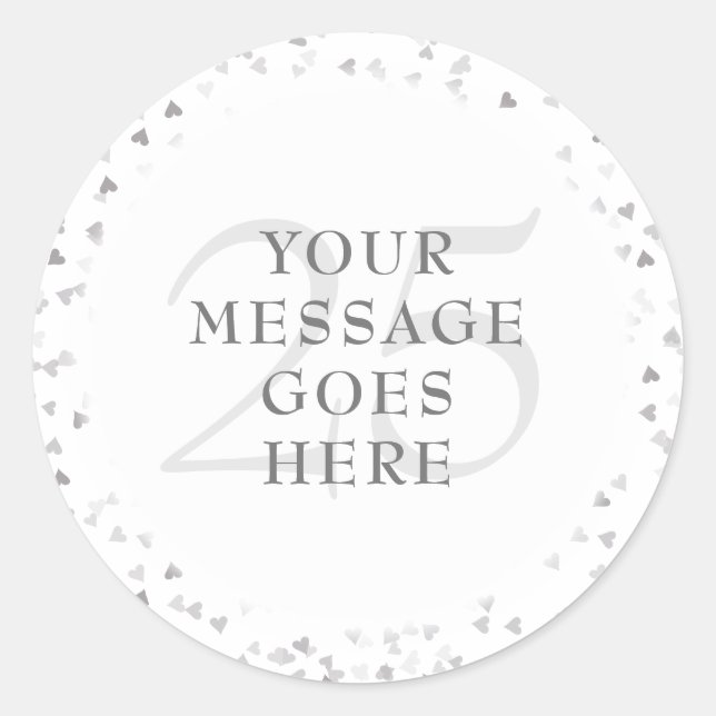 Adesivo Corações de Prata de 25º Aniversário (Frente)