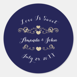 Adesivo Corações do Marinho Dourado Salve a data em que o 