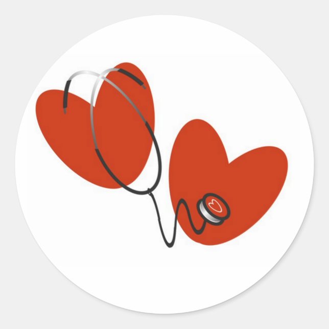 Adesivo Corações e t-shirt e presentes do estetoscópio (Frente)