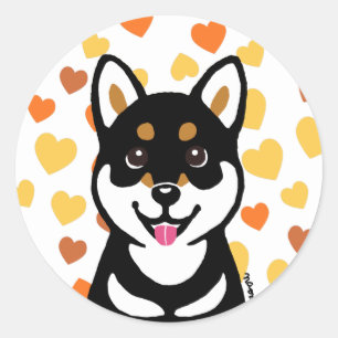 Adesivo Corações felizes Stikers do cão de Kuro Shiba I