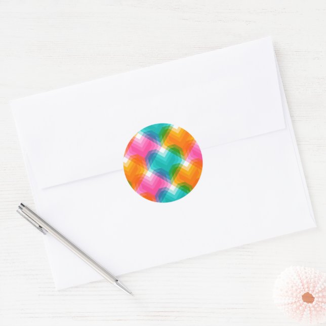 Adesivo Corações geométricos em cores psicodélicas (1) (Envelope)