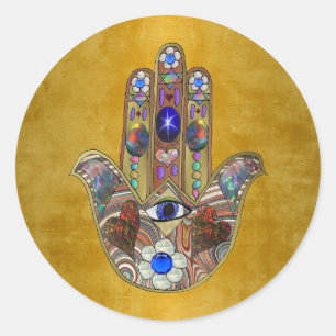 Adesivo Corações Hamsa Flores Opala Arte em Ouro