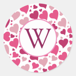 Adesivo Corações no Vinheta Redondo de Monograma