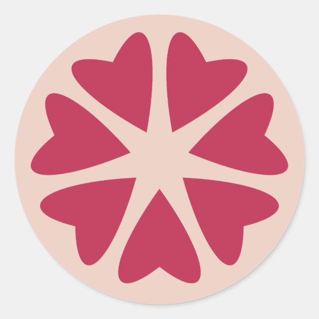 Adesivo Corações Nucleares - vermelho magenta - imagem. (Frente)