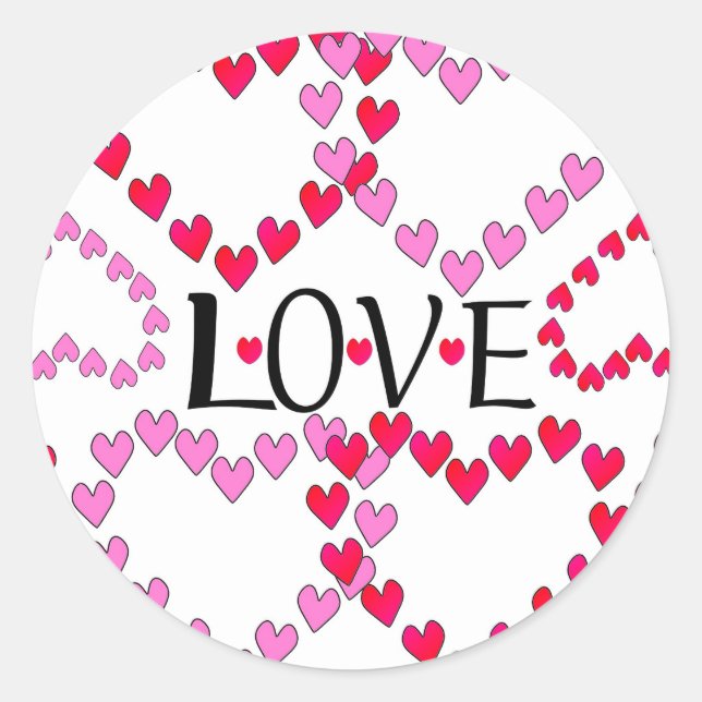 Adesivo Corações Pequenos Rosa Vermelho AMOR (Frente)