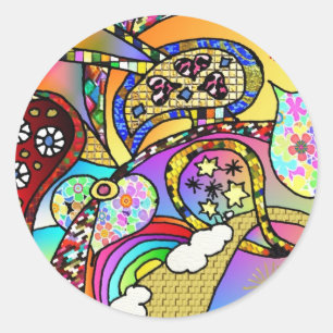 Adesivo Corações Psicodélicos Retro 60s Paisley Gifts Roup