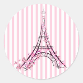 Adesivo Corações Rosa e Borboletas Festa da Torre Eiffel d