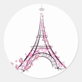 Adesivo Corações Rosa e Borboletas Paris Torre Eiffel