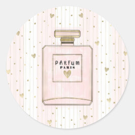 Adesivo Corações Rosa e Dourado Paris Perfume Chic Moda
