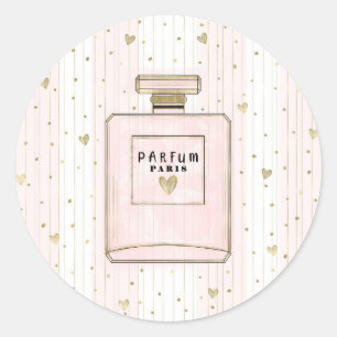 Adesivo Corações Rosa e Dourado Paris Perfume Chic Moda