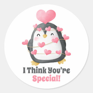 Adesivo Corações Rosa Pinguins Dia de os namorados de sala